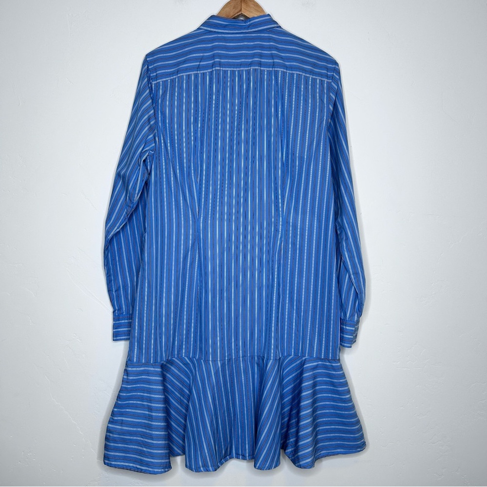 Lauren Ralph Lauren Blue Black White Striped Shirt Dress Button Front Size 16 - Picture 2 of 11
